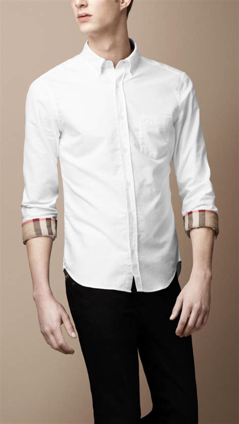 burberry white button down shirt|Burberry button down shirt men.